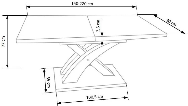 Jídelní rozkládací stůl Sandoria 160/220 cm dub craft zlatý