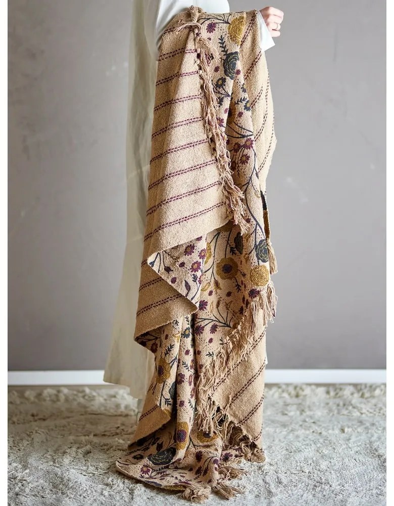 Hnedá deka z recyklovanej bavlny 130x160 cm Eydis – Bloomingville