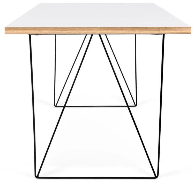 Biely pracovný stôl s čiernymi nohami TemaHome Flow, 140 x 75 cm