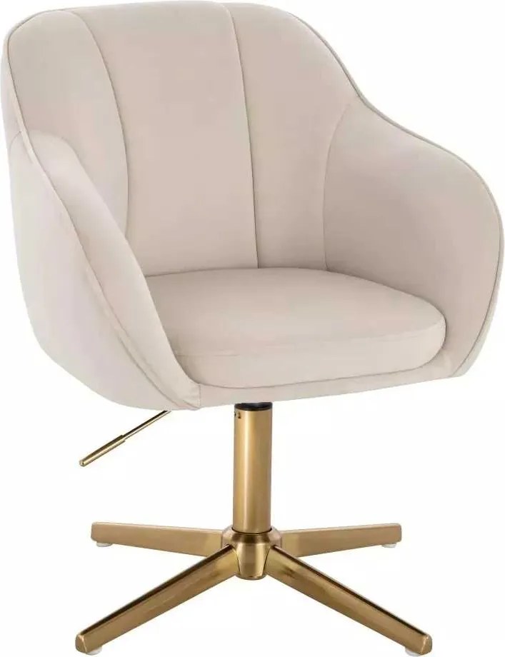 LuxuryForm DESIGN Stolička AVOLA VELUR na zlatom kríži - krémová