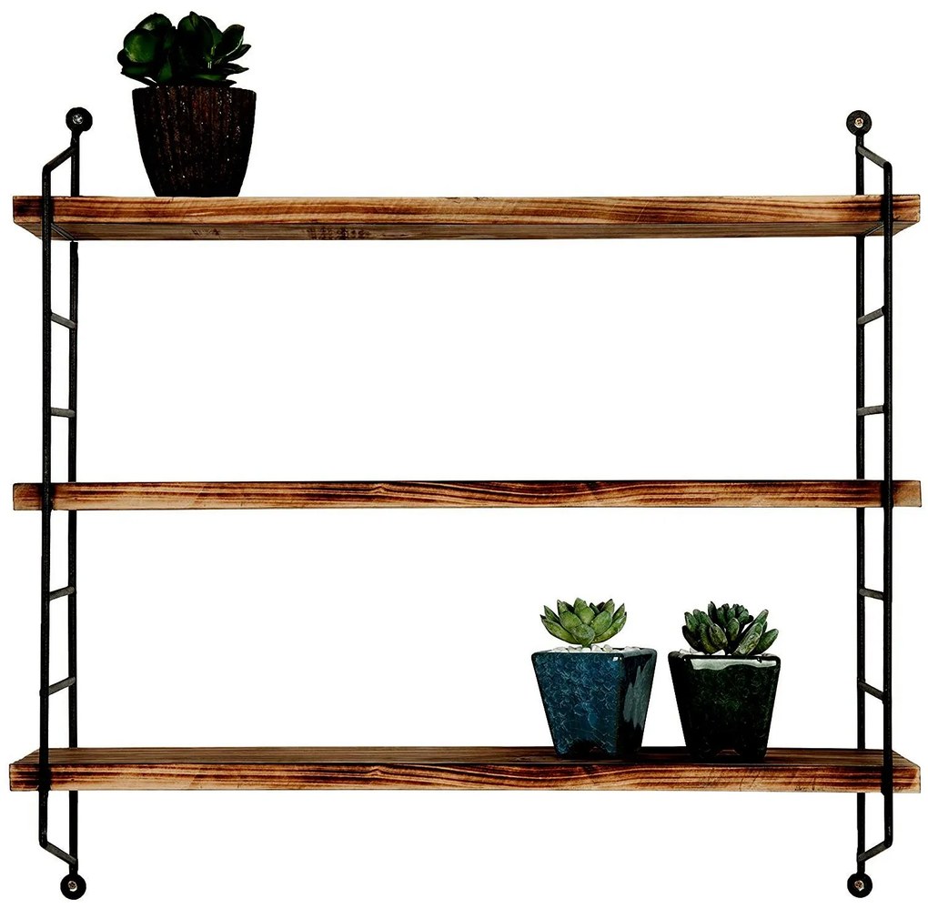 Nástenná polica Waren 60 cm z masívu čierna/orech