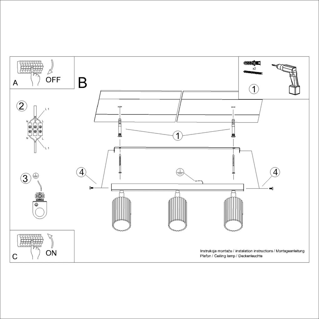 Bodové svietidlo Karbon, 3x tmavobéžové hliníkové tienidlo, (možnosť polohovania)