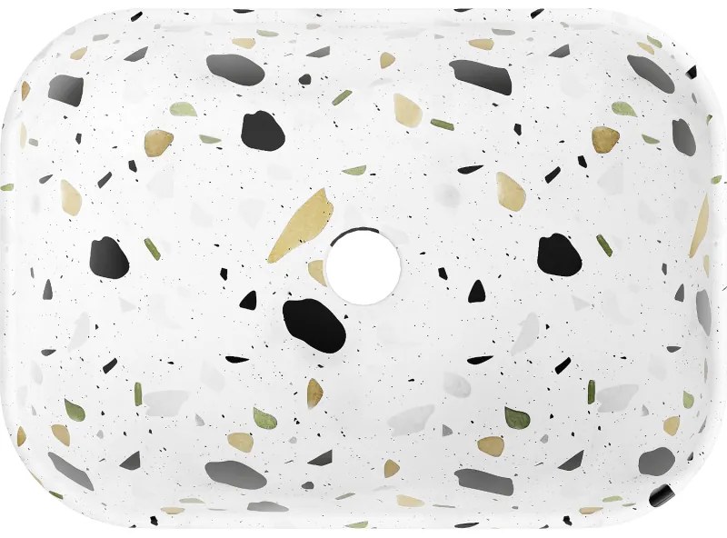 Mexen Rita, umývadlo na dosku 455x325x135 mm, biela-vzor terazzo, 21084587