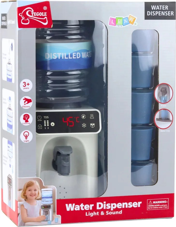 LEAN Toys Interaktívny rozdeľovač vody pre deti Poháriky Svetlá Zvuky