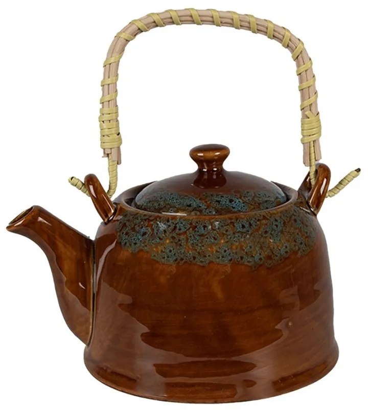 Hnedomodrá porcelánová kanvička na čaj - 14*12*12 cm / 0,75L