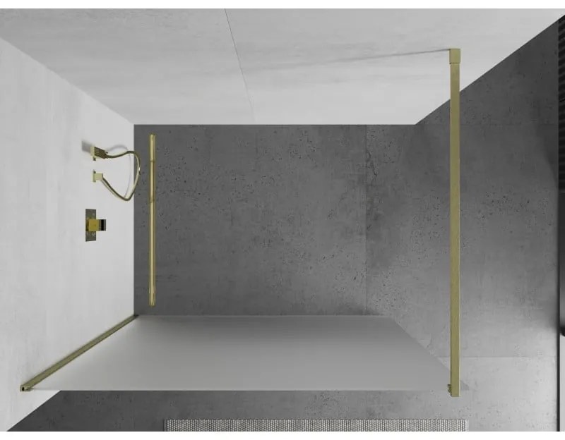Mexen Kioto, sprchová zástena Walk-In 70 x 200 cm, 8mm sklo námraza, zlatý matný profil, 800-070-101-55-30