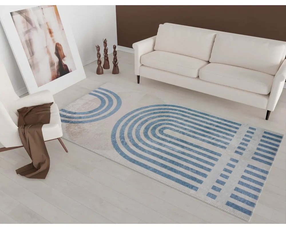 Modrý/sivý koberec 80x50 cm - Vitaus