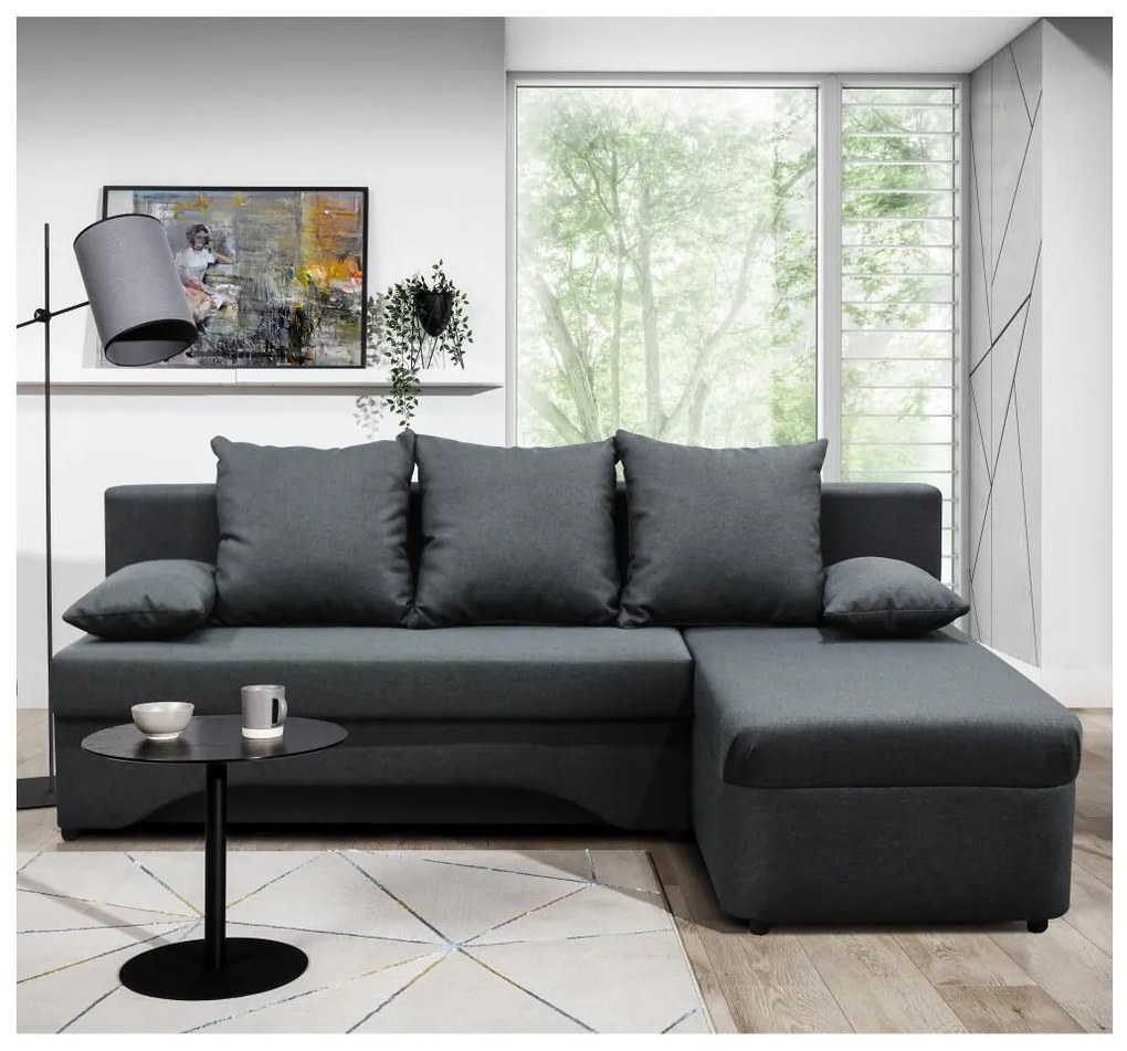 Unive. rozkladacia rohová sedacia súprava s úložným priestorom v tvare L ALMEIDA antracit