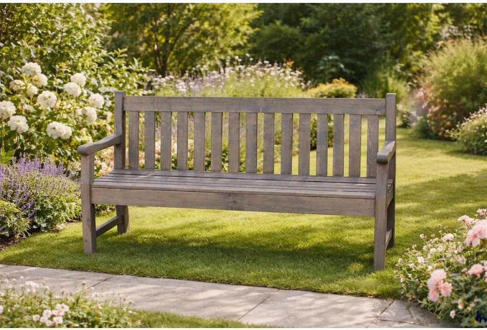 Sivá drevená záhradná lavica London - Rojaplast