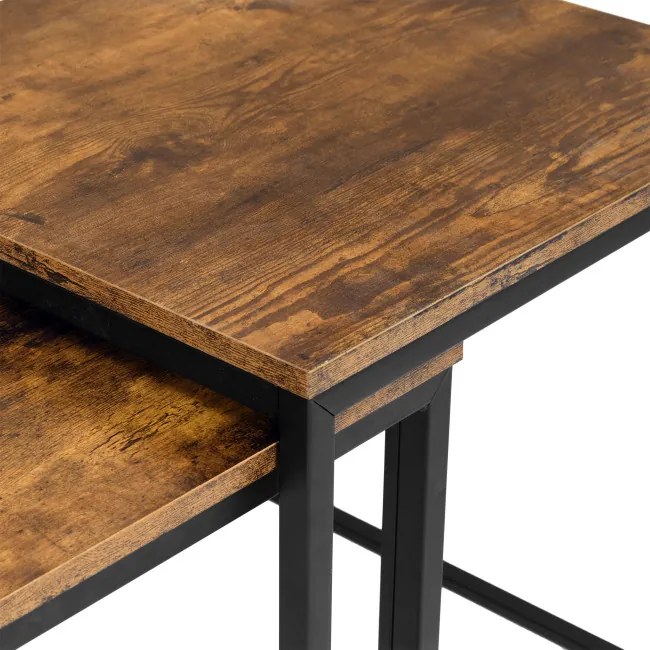 Sada 2 konferenčných stolíkov PRAVEN Rustic dub