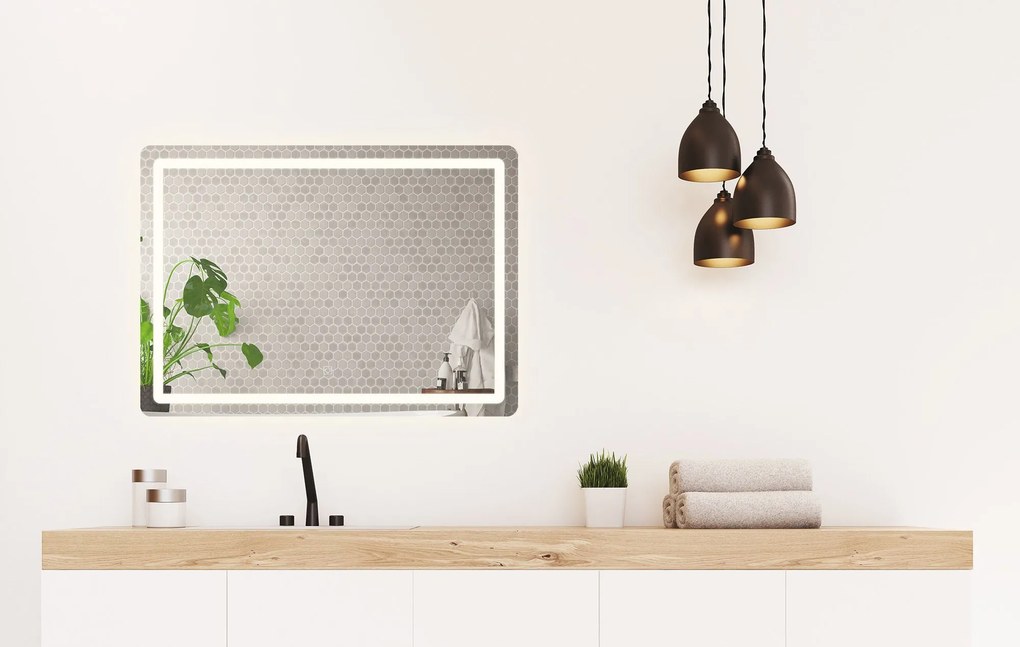 Rea Obdĺžnikové zrkadlo 80x60 cm s regulovateľným LED osvetlením HOM-02829