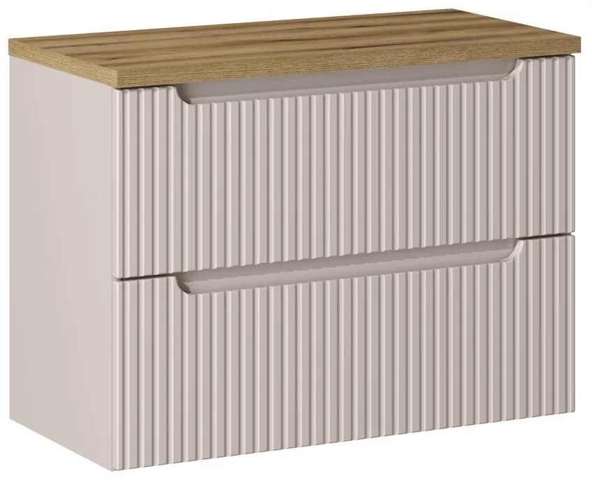Závěsná skříňka pod umyvadlo Nova Cashmere II s deskou 80 cm kašmír/dub coast evoke