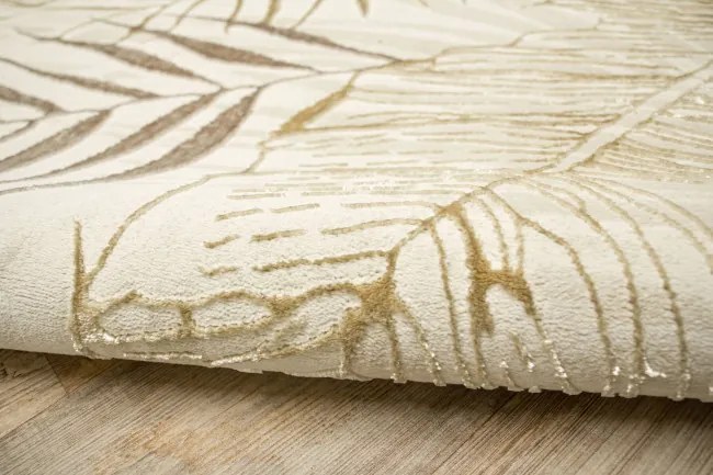 Koberec Allora Plus F784A lístie, krémový / béžový / zlatý