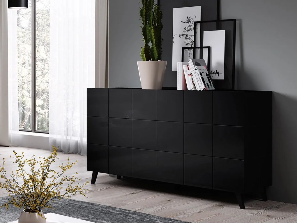 Moderná komoda Parnas 2D, Osvetlenie: osvetlenie LED, Farby: biely lesk