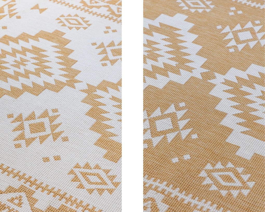 ELLE Decoration, Kusový koberec Gemini 106022 Ochre z kolekcie Elle – na von aj na doma, 80x150, žltá, chodba / predsieň