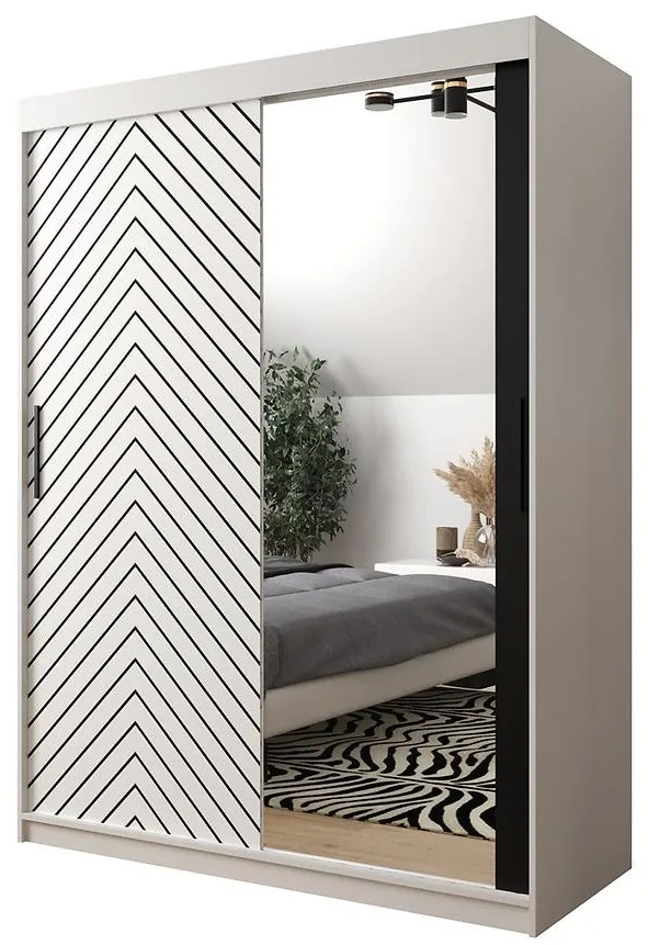 Skriňa Jodełka 2 150 biely/biely/čierna