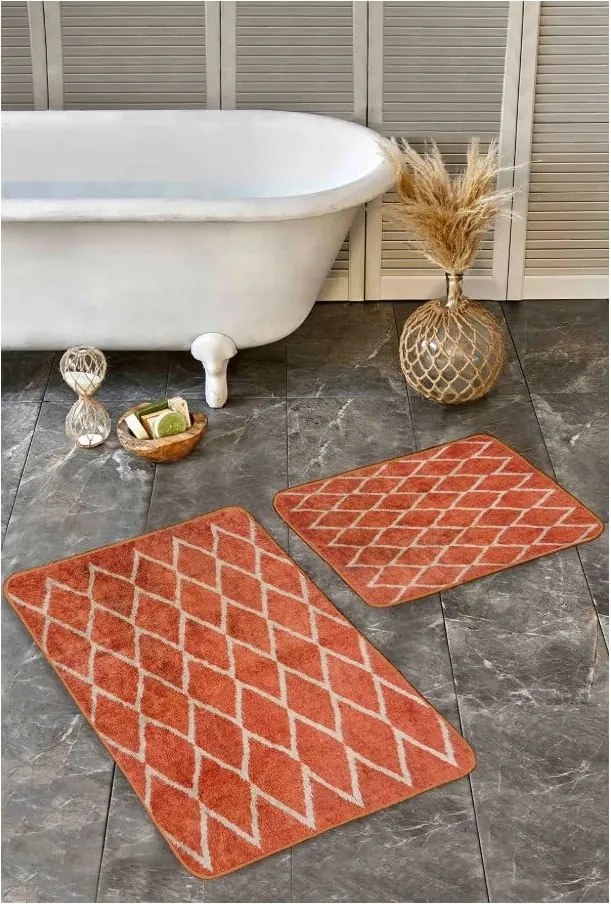 Zamatové kúpeľňové predložky v terakotovej farbe v súprave 2 ks 60x100 cm – Mila Home