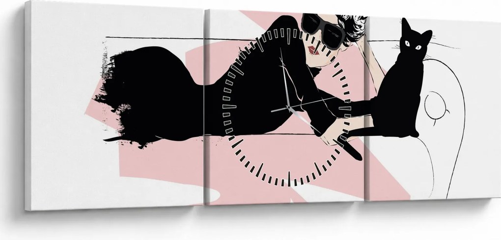 Obraz - Fashion lady (s hodinami) (90x30 cm)