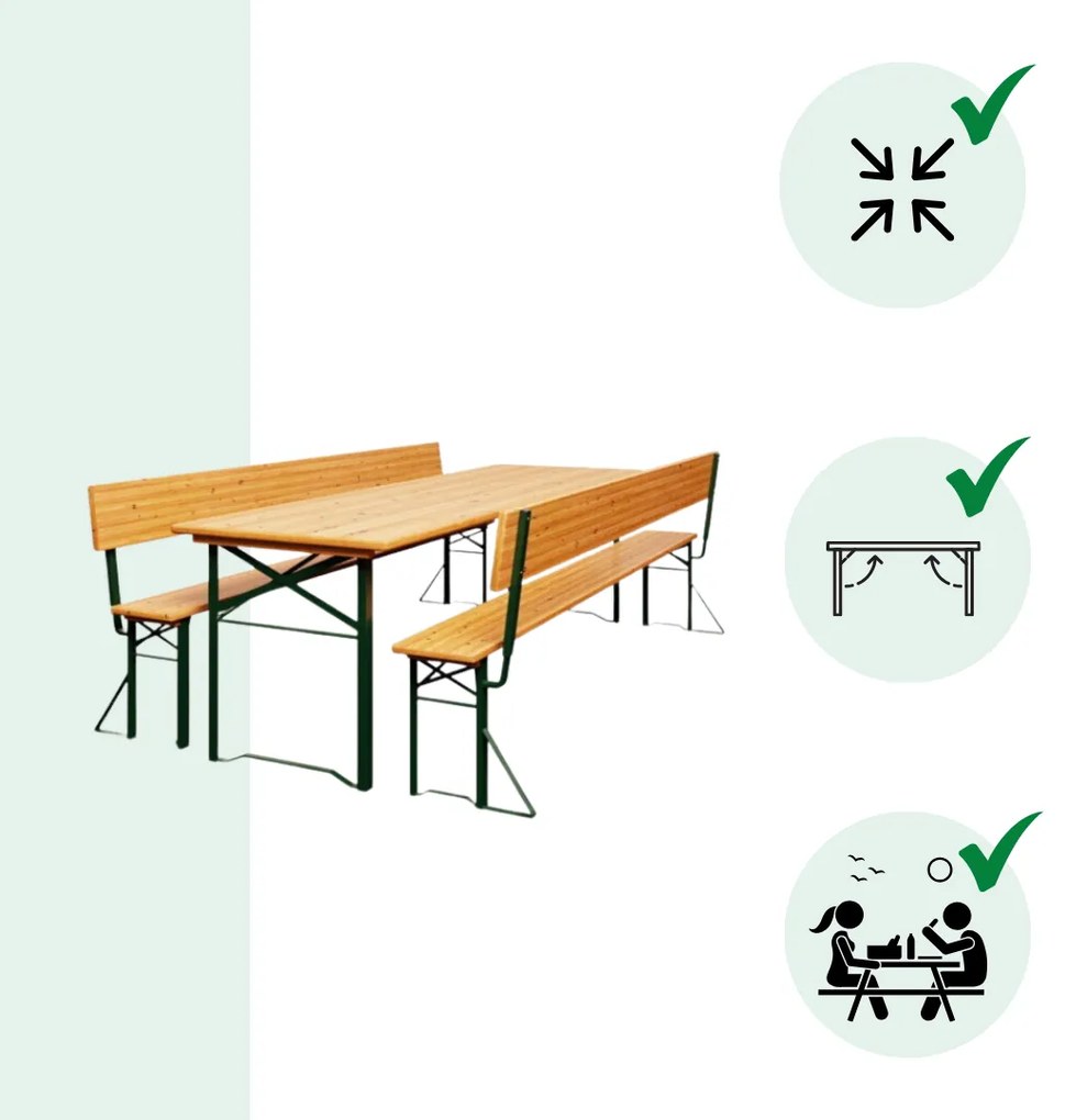 Pivný set PRAKTIK s operadlami, 170cm, hnedá Jurhan