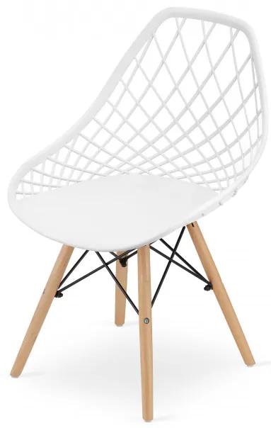 Jedálenská stolička SAKAI biela (hnedé nohy)