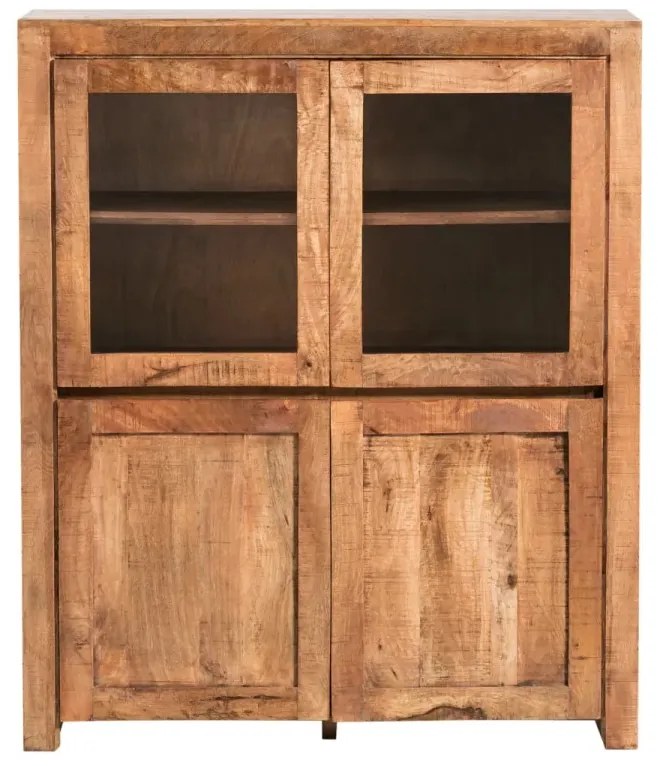 furniture-nabytek.cz - Masivní vitrína Country z mangového dřeva, lakovaná, hnědá – 118×45×140 cm