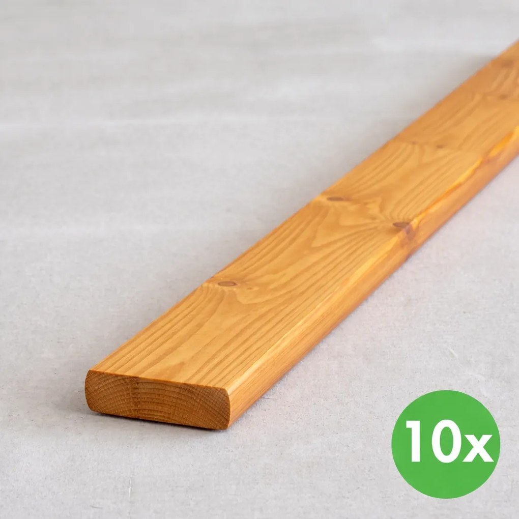 Plotovky, rovné, svetlá lazúra, balenie 10 ks, 20 x 95 x 1200 mm