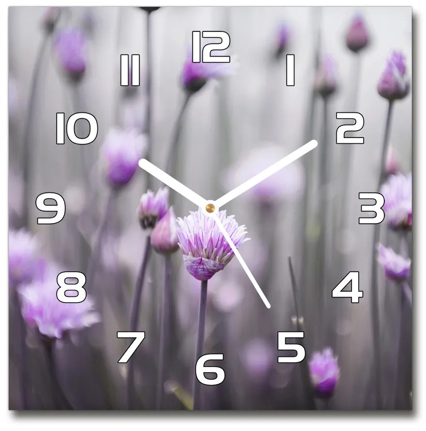 Sklenené hodiny štvorec Kvety pažítky pl_zsk_30x30_f_67853313