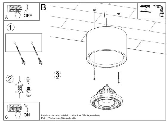 Stropné svietidlo BASIC AR111 1xGU10/40W/230V betón