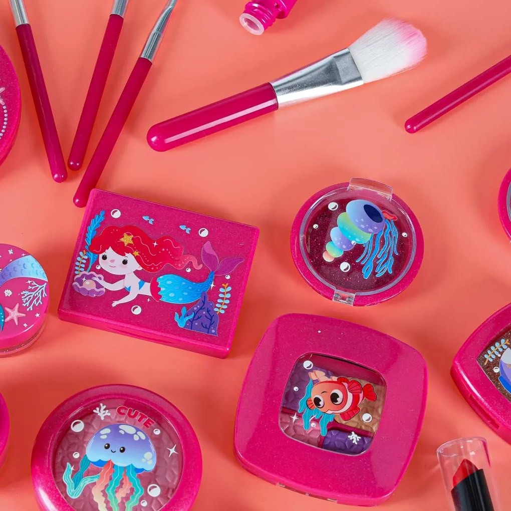 KIK Kozmetický kufor pre deti 22 ks – detský make-up súprava 3+ (bezpečná hra)