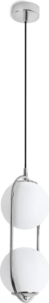 Závesné svietidlo Florence, 2x biele sklenené tienidlo, ch, U