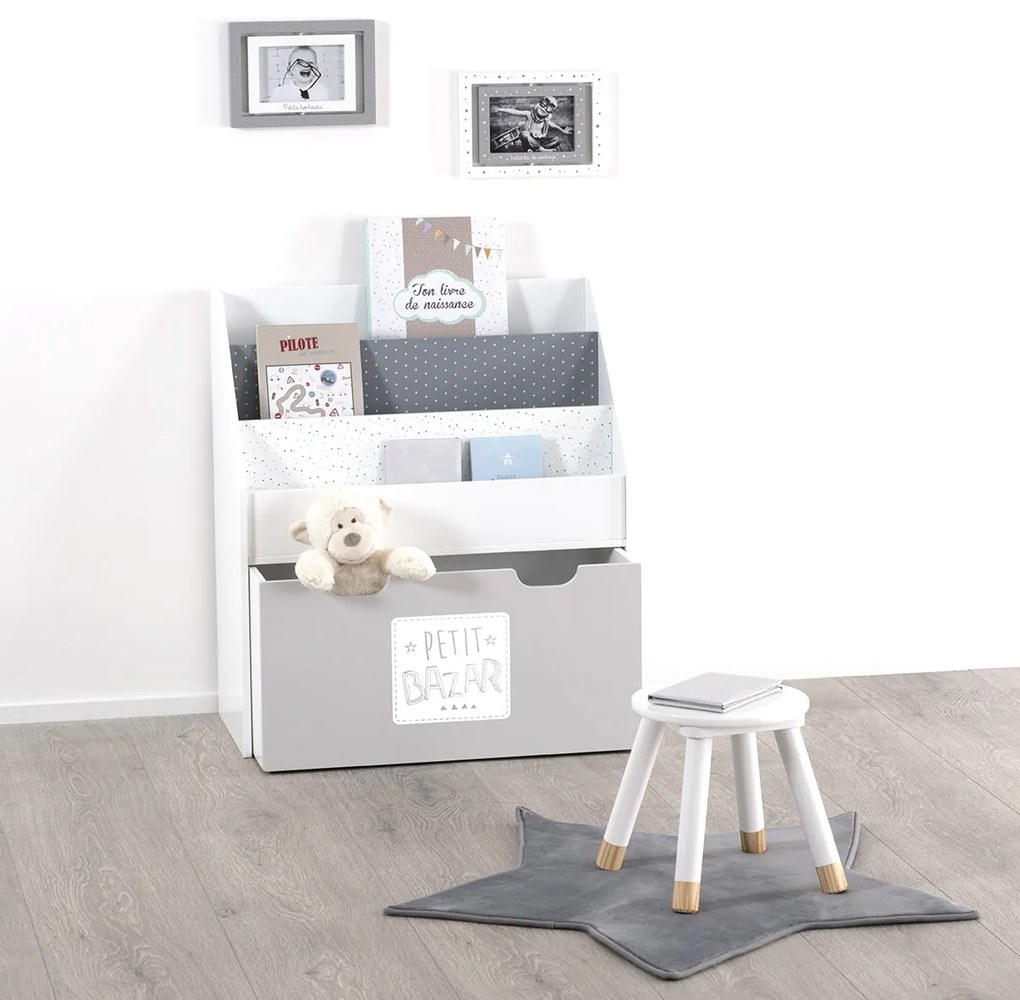 Atmosphera Créateur d'intérieur Knižnica so zásuvným boxom sivá
