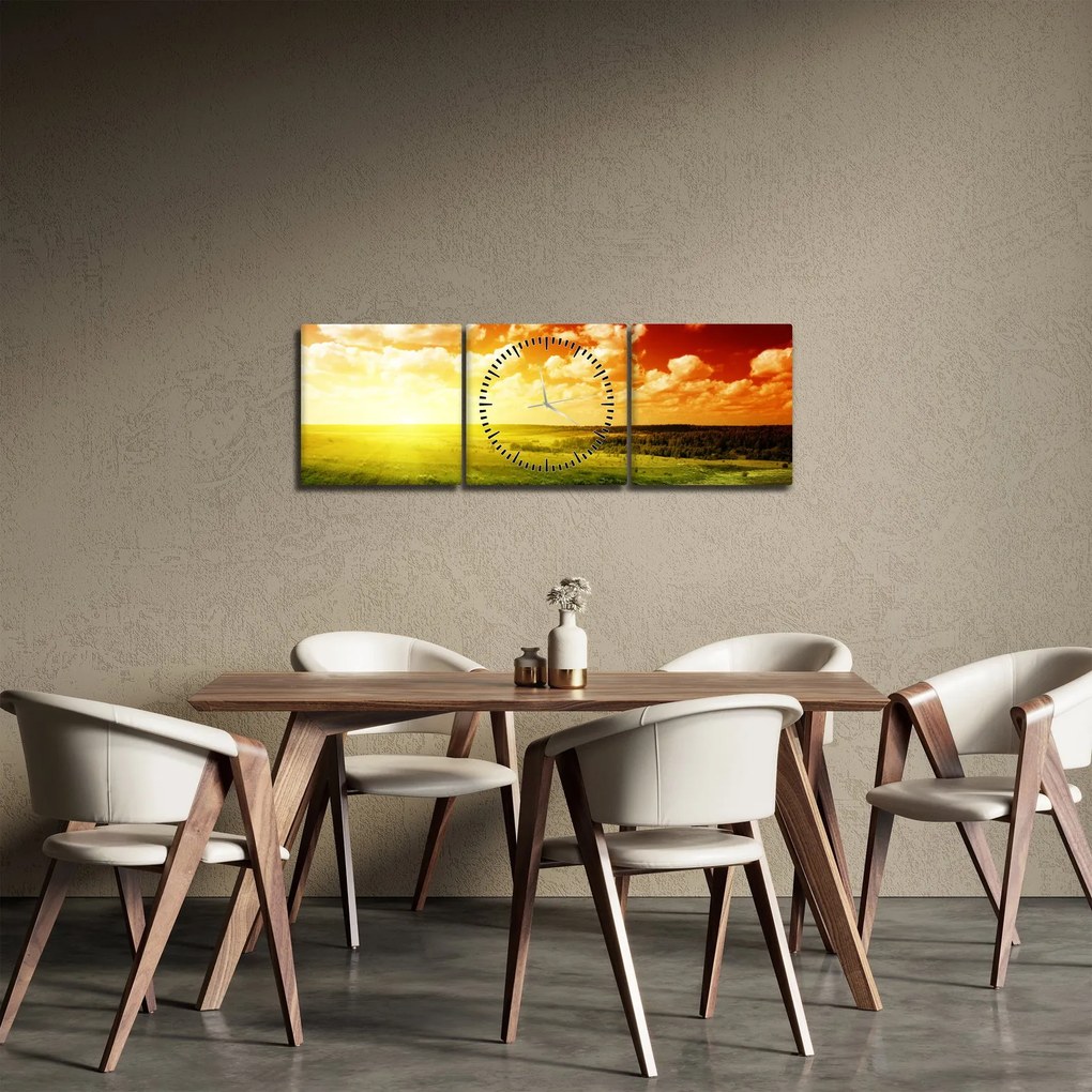 Obraz letnej lúky (s hodinami) (90x30 cm)
