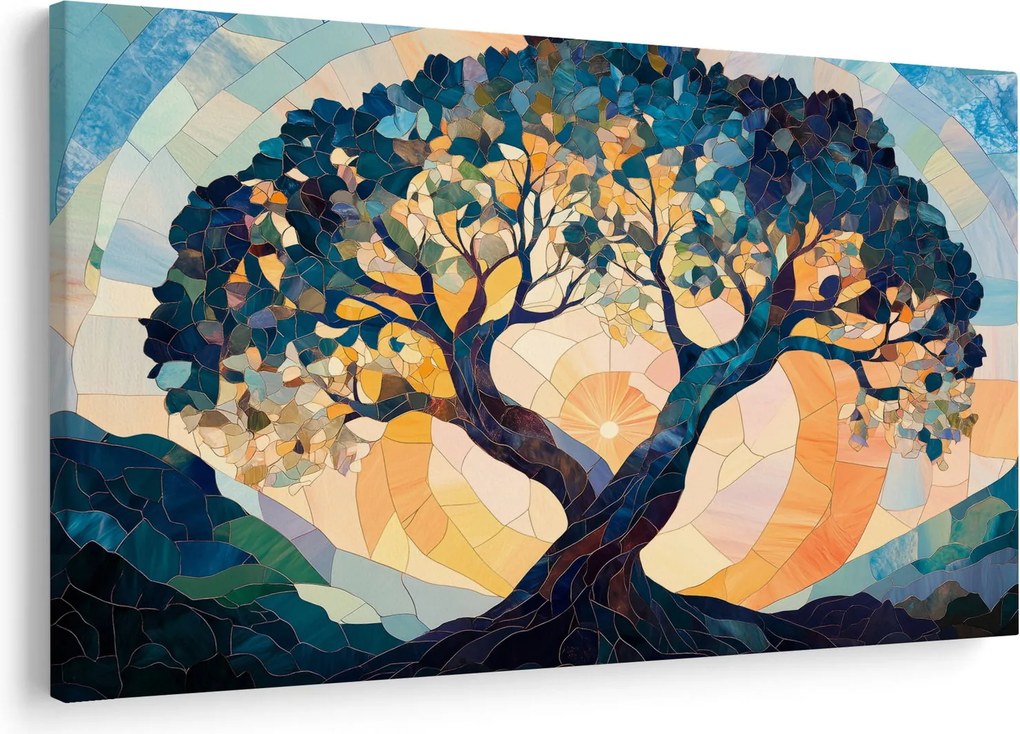 Obraz – Mozaika – slnko a strom II. (90x60 cm)