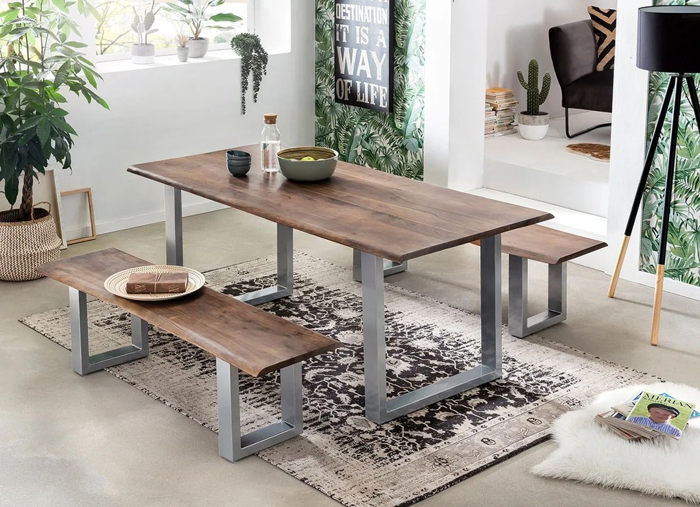 Jedálenský stôl TABLES & BENCHES DARK CURVE RECTANGLE 180 × 90 × 77 cm rozmer stola v závislosti na zvolenom variante / šírka nosnej časti – 74 cm, veľkosť štvorcovej rúrk SIT MÖBEL