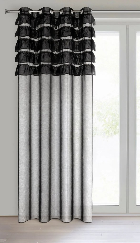 ZÁCLONA NA KRÚŽKOCH AURA 140X250 CM ČIERNA