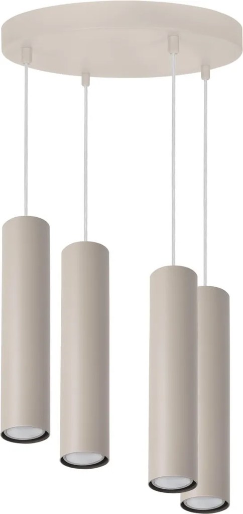 Závesné svietidlo Tuba, 4x béžové kovové tienidlo, o