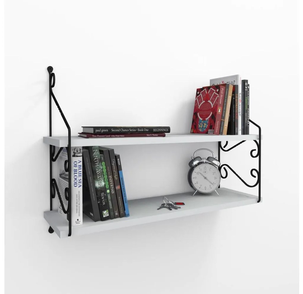 Nástenná polica SERAMONI 51x72 cm biela/čierna