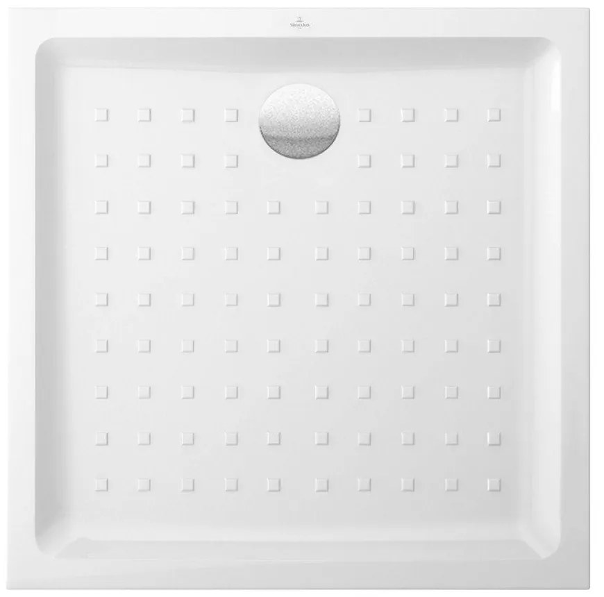 VILLEROY &amp; BOCH O.novo štvorcová sprchová vanička z keramiky, na podlahu, s lesklým povrchom a výstupkami, 1000 x 1000 x 60 mm, biela alpská, 60601001