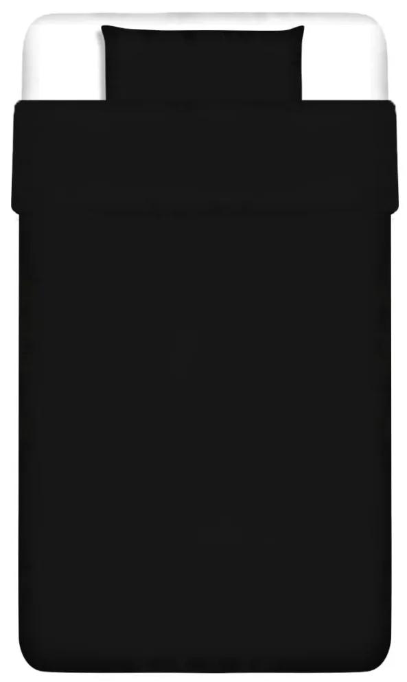 vidaXL Dvojdielna bavlnená sada obliečok na vankúš a paplón, čierna, 135x200/80x80 cm