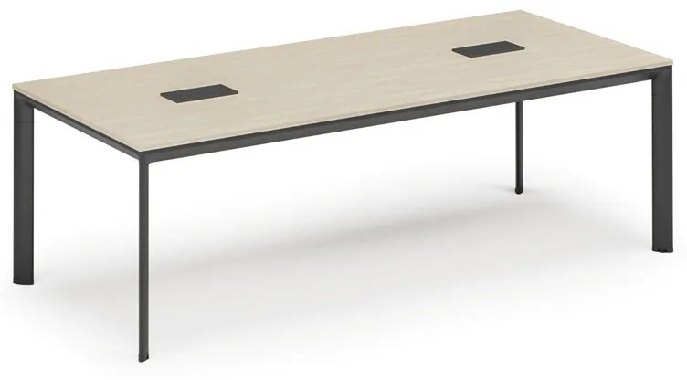 Stôl INVITATION 2400 x 1200 x 740, biela + 2x stolná zásuvka TYP IV, čierna