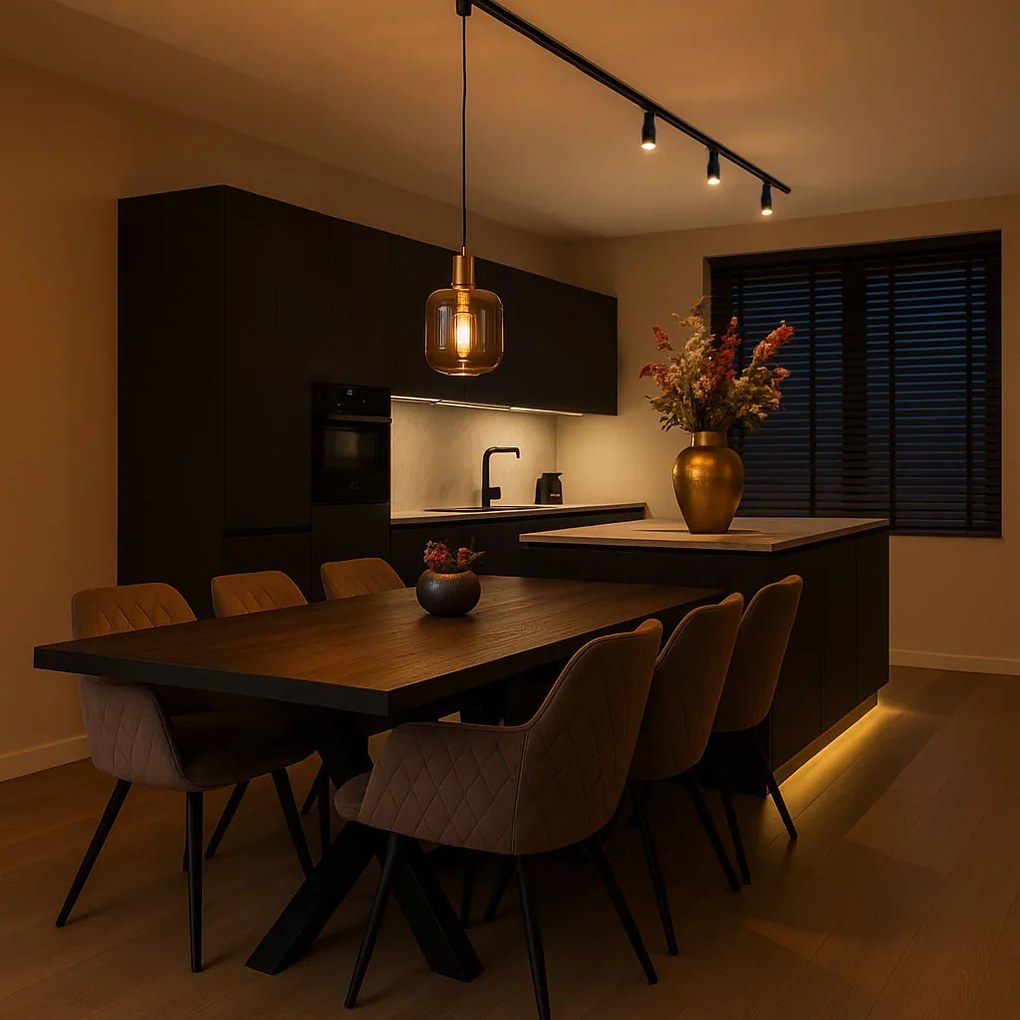 Inteligentné závesné svietidlo čierne so zlatom a dymovým sklom vrátane Wifi G95 - Zuzanna