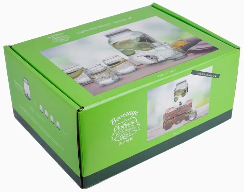 Súprava nápojového barelu s pohármi 4 ks Juego – Ego Dekor