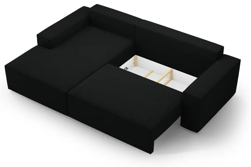 Čierna rozkladacia rohová pohovka z textílie bouclé (ľavý roh) Jodie – Micadoni Home