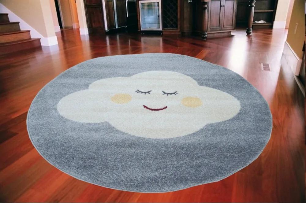 Detský kusový koberec Mráčik sivý kruh, Velikosti 100x100cm