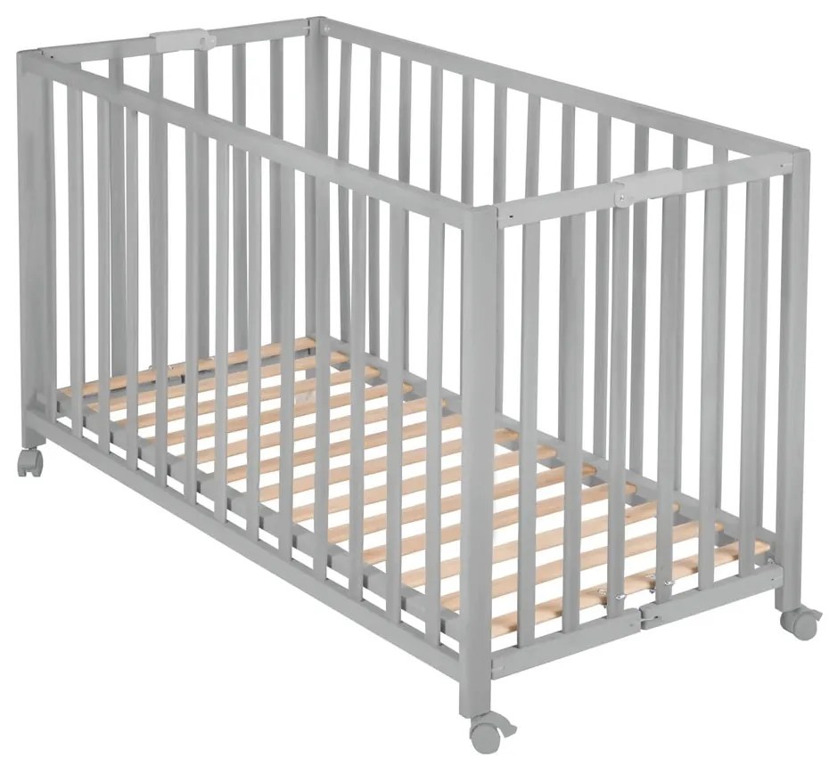 Sivá skladacia postieľka na kolieskach 60x120 cm Fold up – Roba