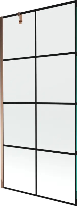 Mexen Next vaňová zástena jednokrídlová 90 x 150 cm, Čierny vzor, Zlatoružová - 895-090-000-00-77-60