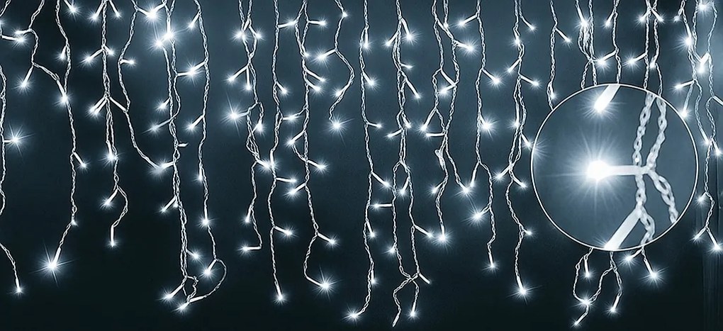Vianočné svetielka LED záclona FLASH studená biela 500 LED