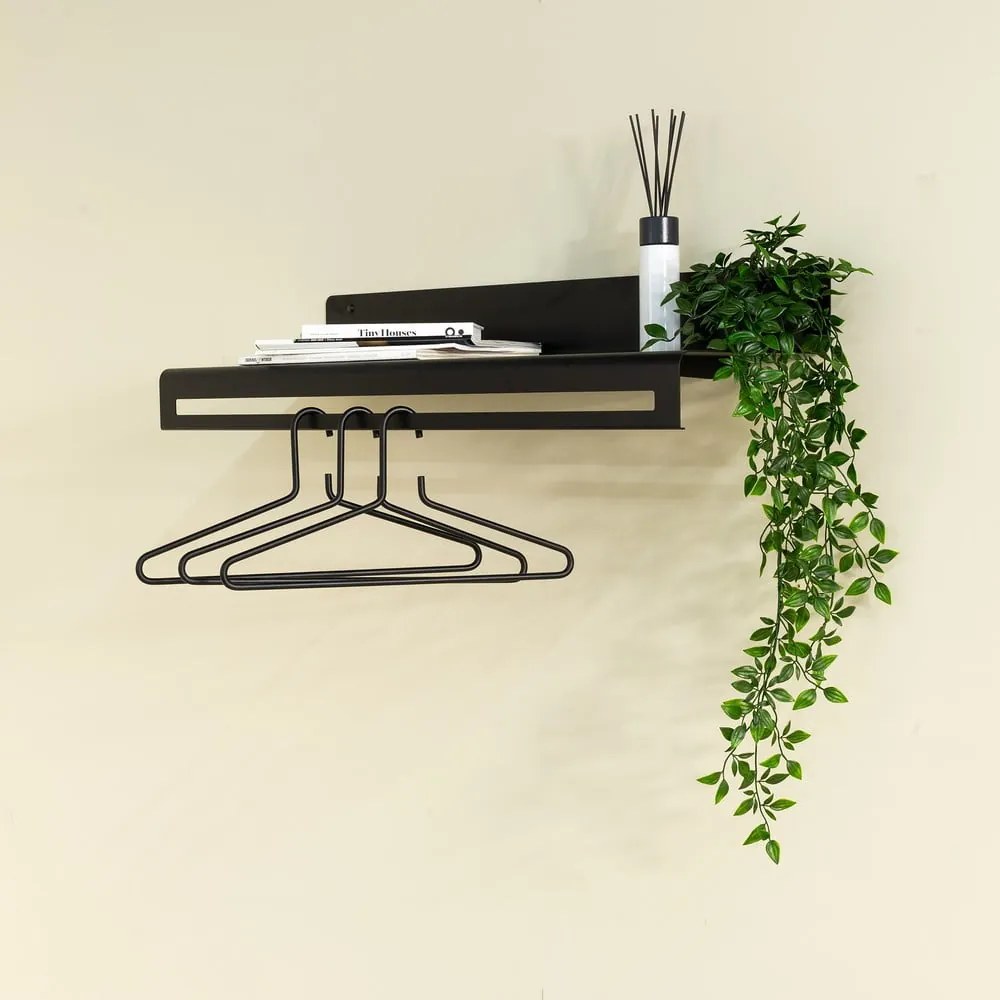 Čierny kovový nástenný vešiak s poličkou 78 cm Sway – Spinder Design
