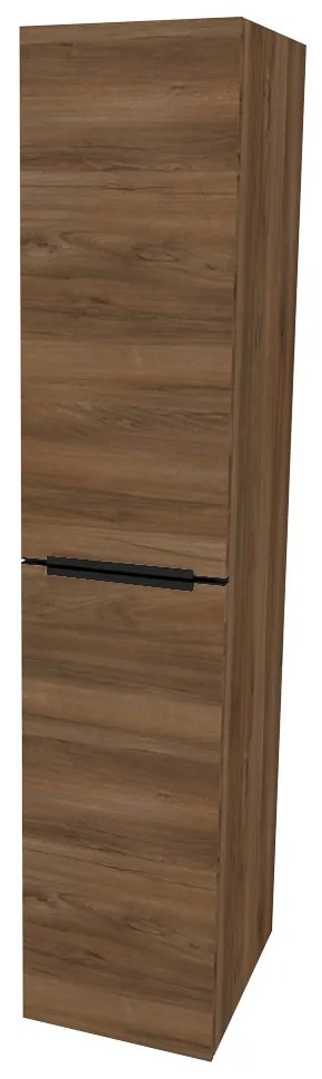 Mereo, Mereo Mailo, kúpeľňová skrinka vysoká 170 cm, čierne madlo, Multidecor, Orech Pacifik tabákový, MER-CN594LPBOPT2