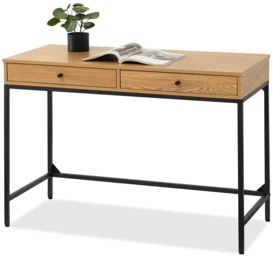 Dizajnový písací stôl SIMON dub + čierne nožičky